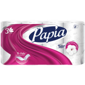 Туалетная бумага Papia, 3-слойная, 8шт., тиснение, белая
