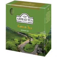 Чай Ahmad Tea "Green Tea", зеленый, 100 фольг. пакетиков по 2г