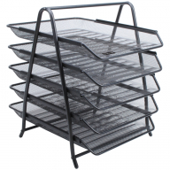 Лоток для бумаг горизонтальный Berlingo "Steel&Style", 5 секций, металл, черный