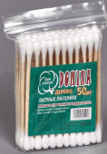 ВАТНЫЕ ПАЛОЧКИ DOMINA ДЕРЕВО 50ШТ ПАКЕТ 45-48 57-6 *24