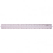 Линейка 30см Стамм, пластиковая, прозрачная бесцветная, с держателем