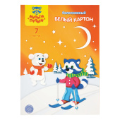 Картон белый А4, двуст., Мульти-Пульти, 7л., мелованный, в папке, "Приключения Енота", 215гр/м