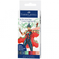 Набор капиллярных ручек Faber-Castell "Pitt Artist Pens Comic Colouring Brush", ассорти, 6 шт., плас