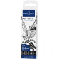 Набор капиллярных ручек Faber-Castell "Pitt Artist Pens Comic", черный, 4 шт., 0,1/0,5/bullet nib