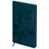   Еженедельник недатированный, 100*170мм, 64л., мягкий переплет, кожзам, Greenwich Line "Floret. Azure", с резинкой