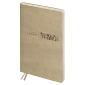   Ежедневник недатированный, А6+, 136л., мягкий переплет, кожзам, BG "Waltz. Beige metallic", цветной срез