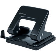 Дырокол Berlingo "Universal" 20л., металлический, черный, с линейкой