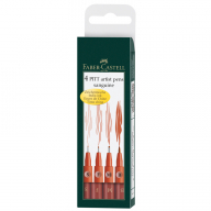 Набор капиллярных ручек Faber-Castell "Pitt Artist Pen" сангина, 4шт., 0,3/0,5/0,7мм/Brush, пласт.уп., европодвес