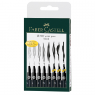 Набор капиллярных ручек Faber-Castell "Pitt Artist Pen" черные, 8шт., 0,1/0,3/0,5/0,7/1,5/B/SB/SC