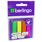 Флажки-закладки Berlingo 45*12 мм, 20л*4 неоновых цвета, в диспенсере, европодвес