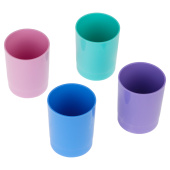   Подставка-стакан СТАММ "Лидер", пластиковая, круглая, пастельные цвета, ассорти
