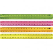 Линейка 30см Стамм, пластиковая, прозрачная флуоресцентная, ассорти, с держателем