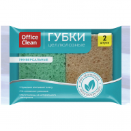 Губки бытовые OfficeClean,  целлюлозные (губчатые), для посуды и уборки, 9,5*6,5*2см, 2шт.