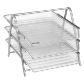   Лоток для бумаг горизонтальный СТАММ, 3 секции, металл, серебристый