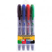Набор перманентных маркеров Crown "Multi Marker Slim" 4цв., пулевидный, 2мм, чехол с европодвесом