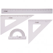 Набор чертежный большой Стамм, (треуг. 2шт., линейка 30см, транспортир), прозрачный бесцветный