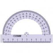 Транспортир 10см, 180° Стамм, прозрачный тонированный