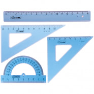 Набор чертежный малый Стамм, (треуг. 2шт., линейка 16см, транспортир), прозрачный тонированный
