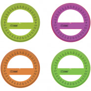 Транспортир 10см, 360° Стамм, прозрачный флуоресцентный, 4цв.