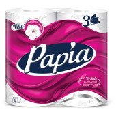  Туалетная бумага Papia, 3-слойная, 4шт., тиснение, белая