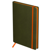  Ежедневник недатированный, А5, 136л., твердый переплет, кожзам, BG "Contrast. Khaki", болотный, цветной срез, на резинке