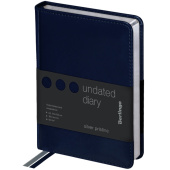   Ежедневник недатированный, А6, 160л., кожзам, Berlingo "Silver Pristine", серебр. срез, синий