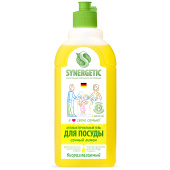 Средство для мытья посуды и игрушек Synergetic "Лимон", антибакт., концентрат, без дозатора, 500мл