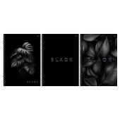   Тетрадь 96л., А4, клетка, на гребне BG "Just black", soft-touch ламинация, выб. лак